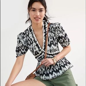 NWT - Anthropologie Pallavi Singhee Deep V-Neck Lined Lace Embellished Top